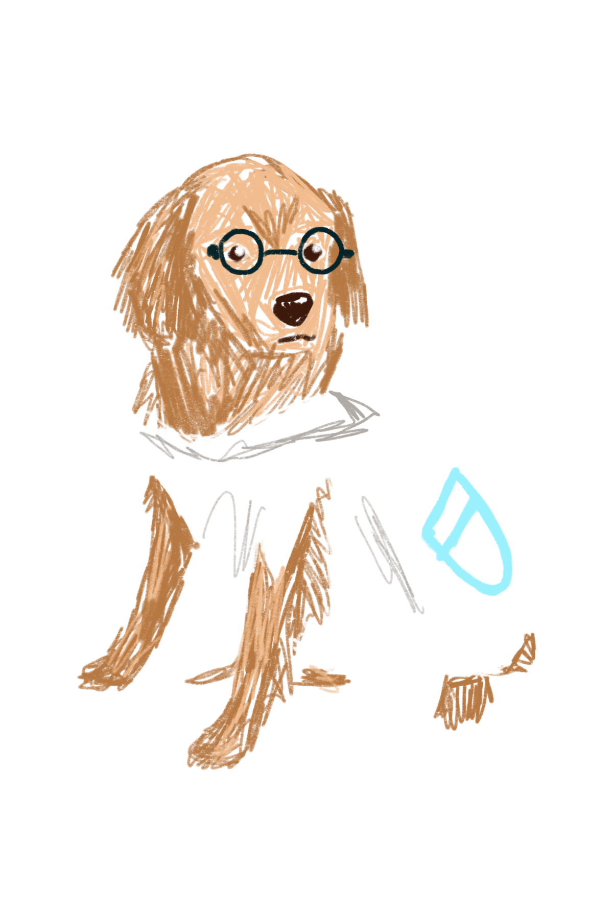 A drawing of a dog dressed as a doctor. A DOG-tor if you will.