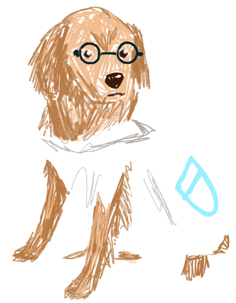 A drawing of a dog dressed as a doctor. A DOG-tor if you will.